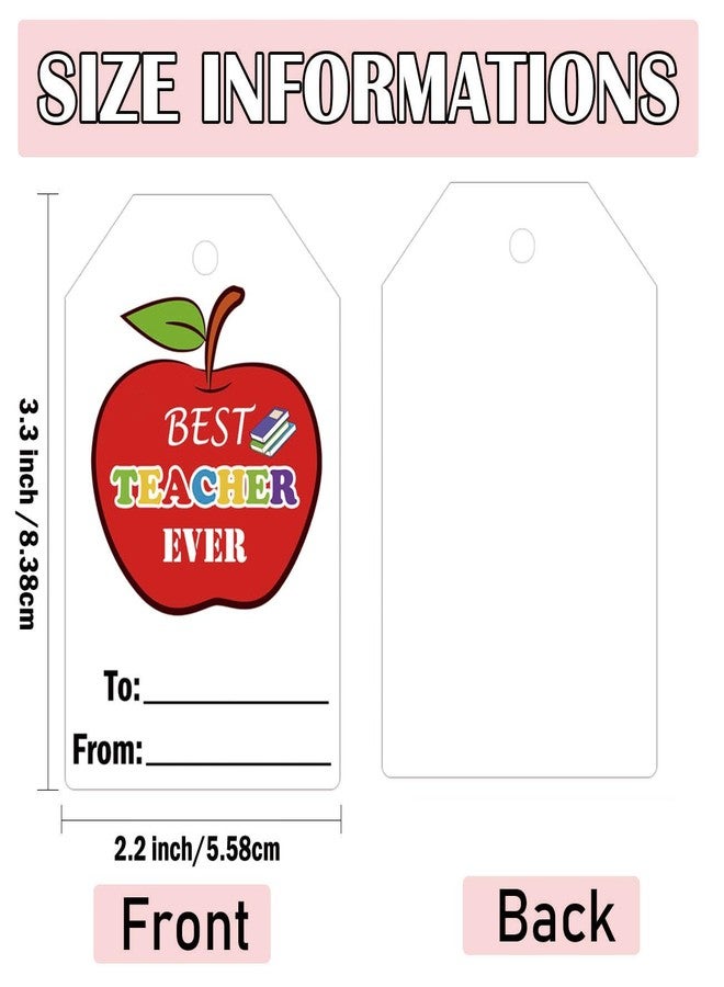 SMARSTICKER Teacher Appreciation Gift Tags with String 3.3x2.2 inch Colorful Thank You Teachers Day Name Gift Presents Tags for Party, Appreciation Week, Back to School Gifts 40pcs - Image 2